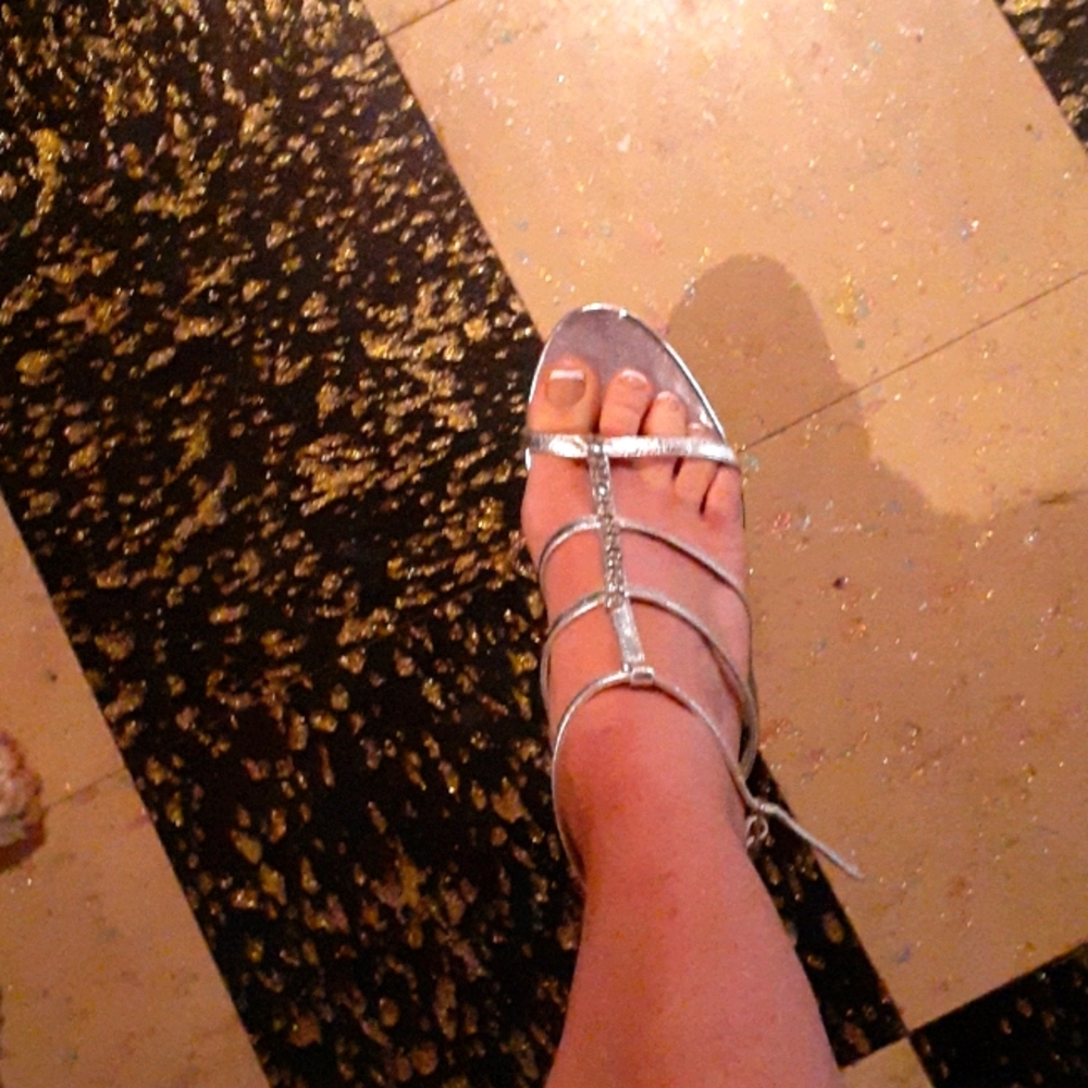 Silver rhinestones sandals ssf size 6